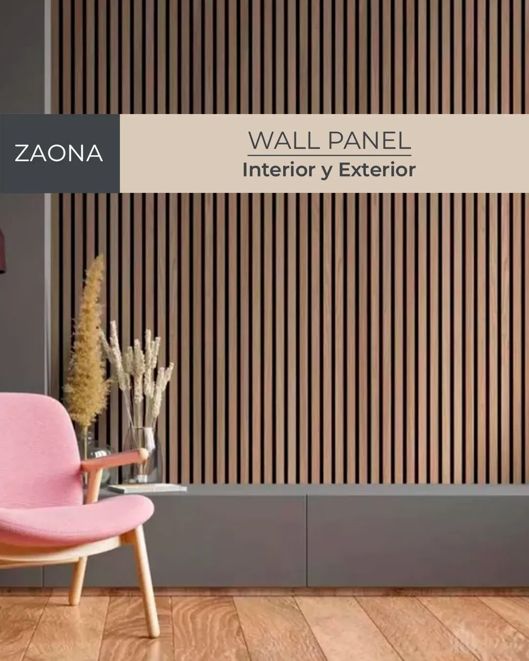 Panel ranurado de madera como revestimiento de pared